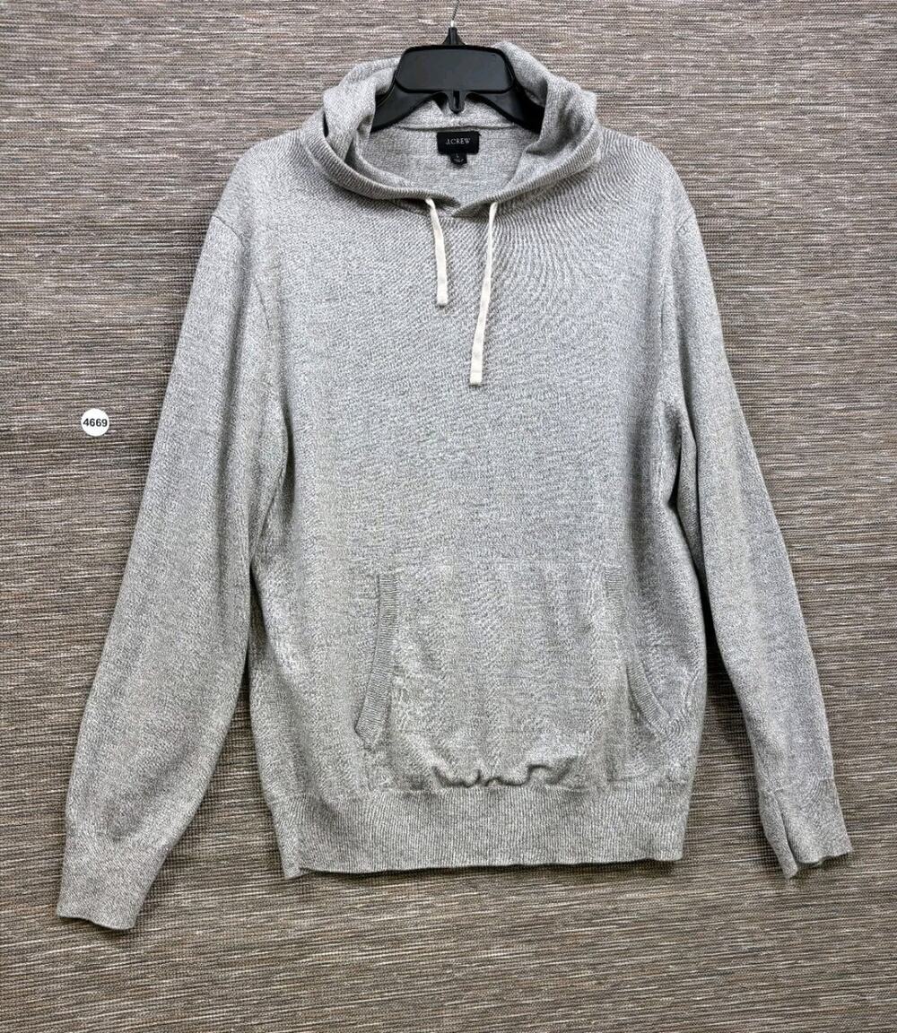 J.CREW Women's Gray Pullover Hoodie Size L Crew Neck Drawstring Raglan